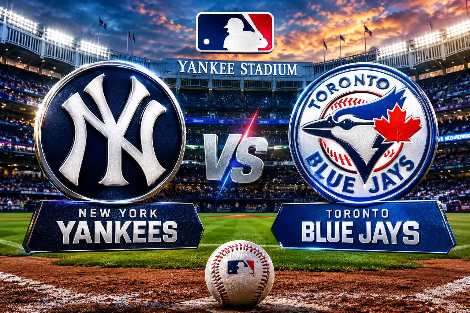 New York Yankees players celebrate an 8-3 win over the Toronto Blue Jays at Yankee Stadium on August 23, 2026.