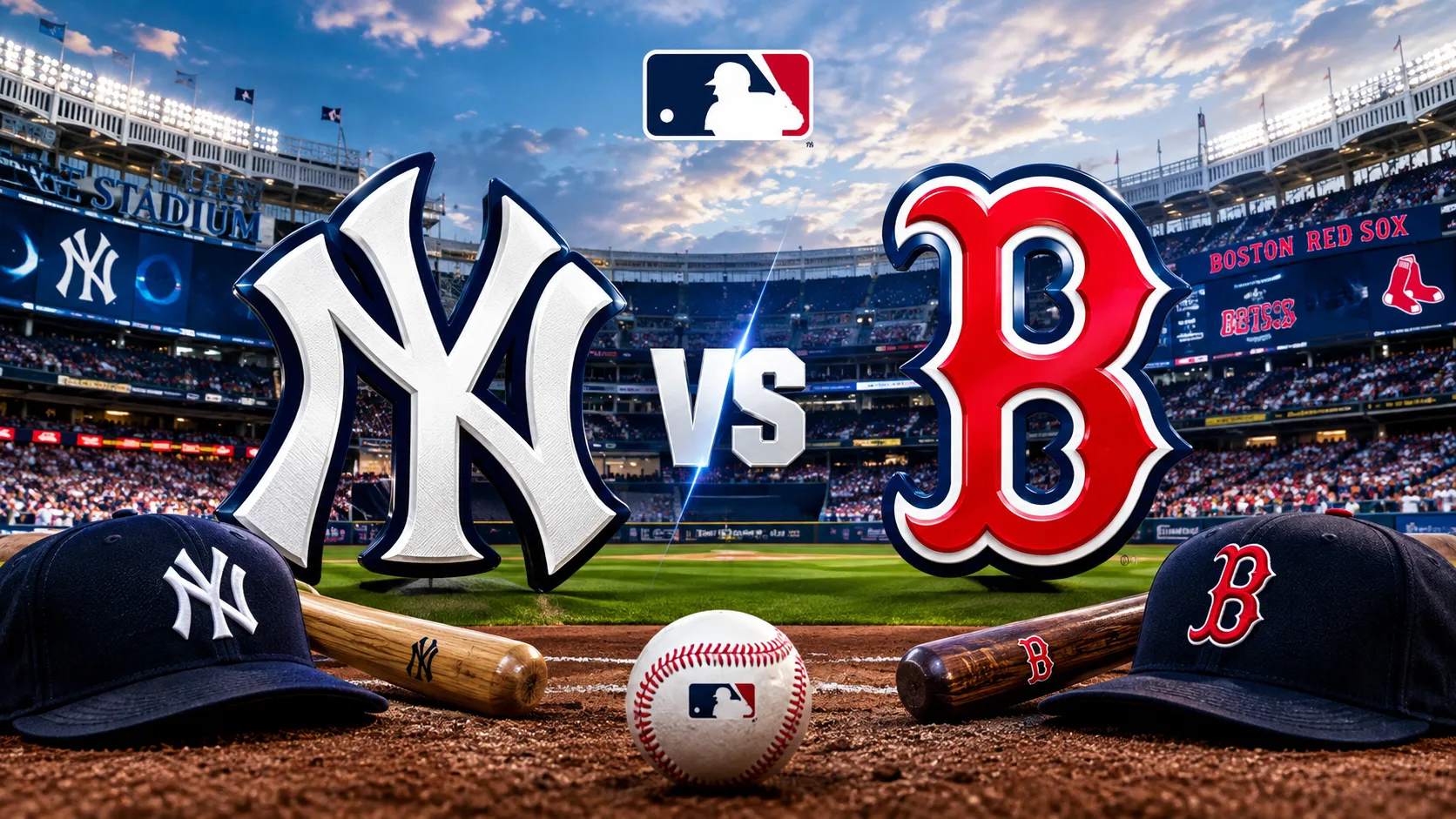 New York Yankees vs Boston Red Sox MLB baseball game at stadium